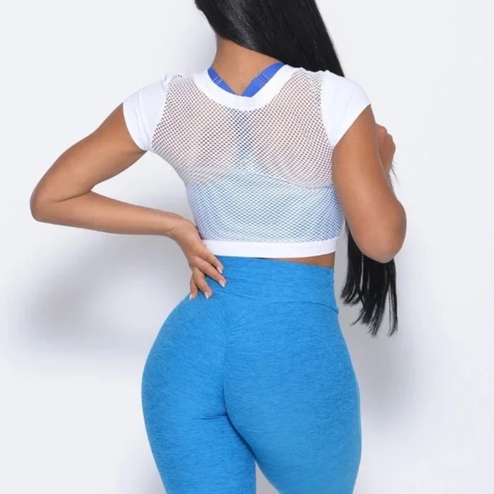 Bombshell Sportswear White Mesh Crop T Shirt Small or XS